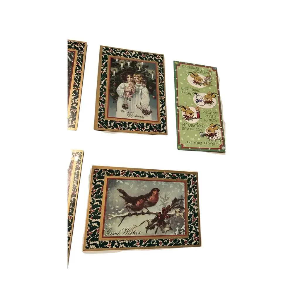 Lot 7 Vintage Christmas Greeting‎ Cards Mixed Designs Envelopes Winter Holiday